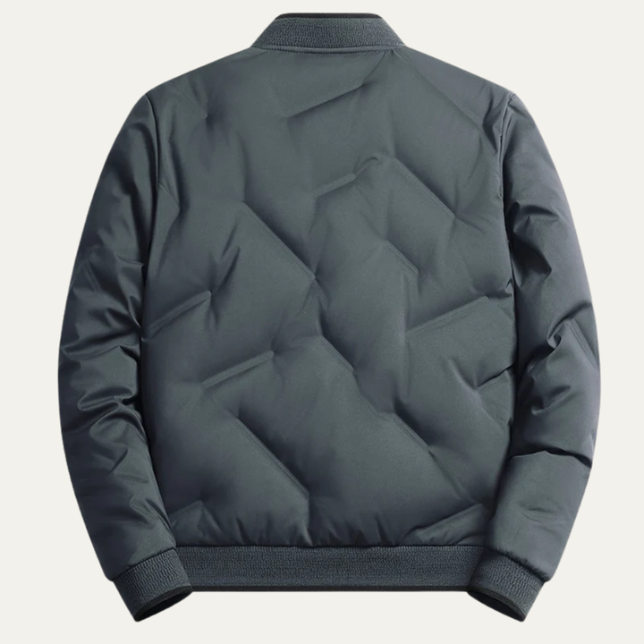 Mens Quilted Bomber Jacket Ribbed Collar