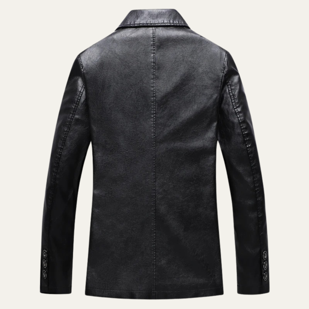 Mens Leather Button-Up Jacket Winter Style