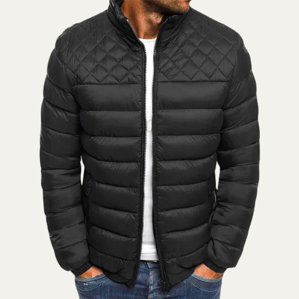 Mens Quilted Puffer Jacket Mixed Pattern Regular Fit - BritishMode