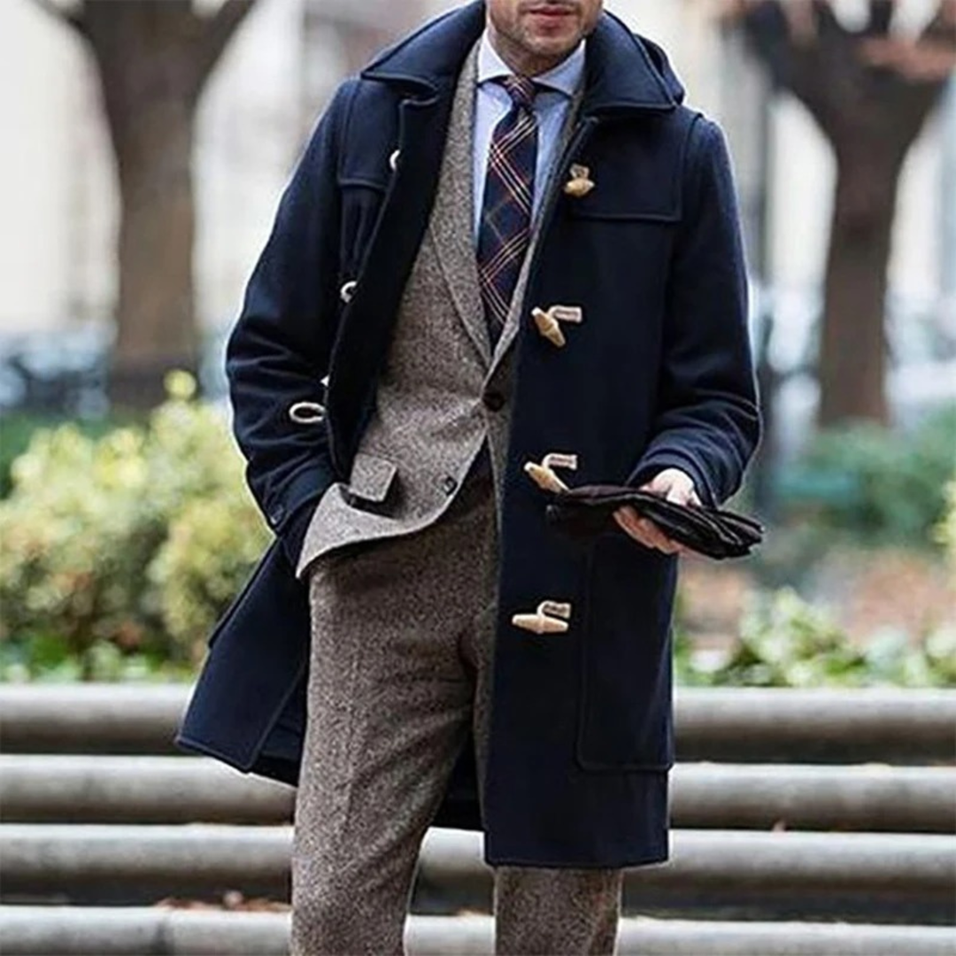 Mens Wool Duffle Coat Warm Winter Fit