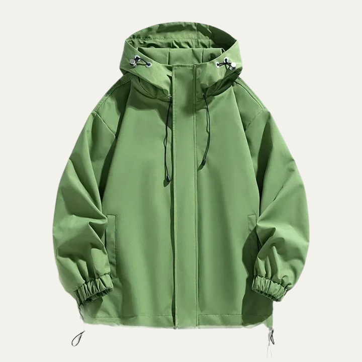 Mens Hooded Shell Jacket Water Resistant Minimalist Fit