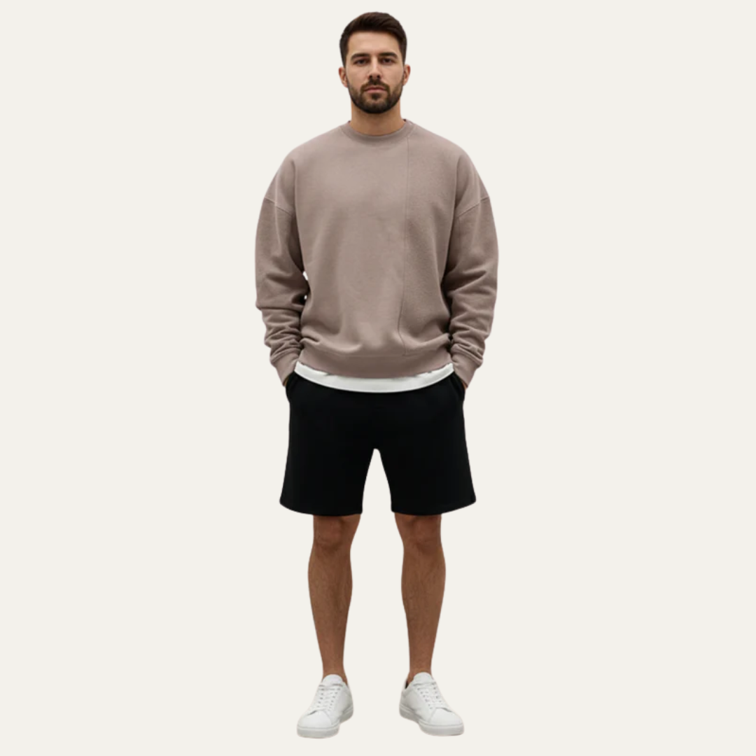 Mens Oversized Crewneck Sweatshirt Exposed Seam Detail