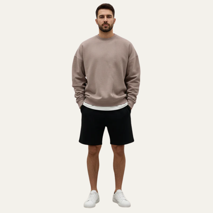 Mens Oversized Crewneck Sweatshirt Exposed Seam Detail
