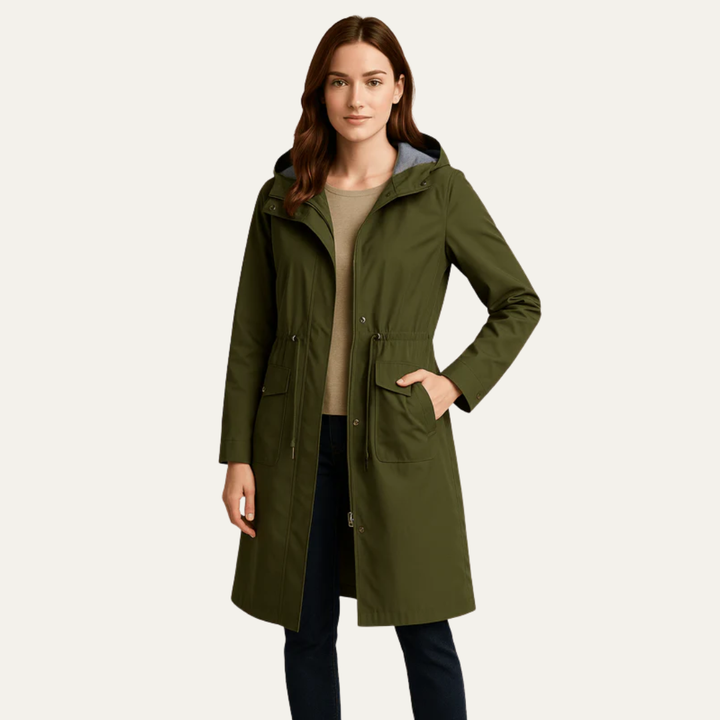 Womens Hooded Anorak Jacket with Drawstring Waist