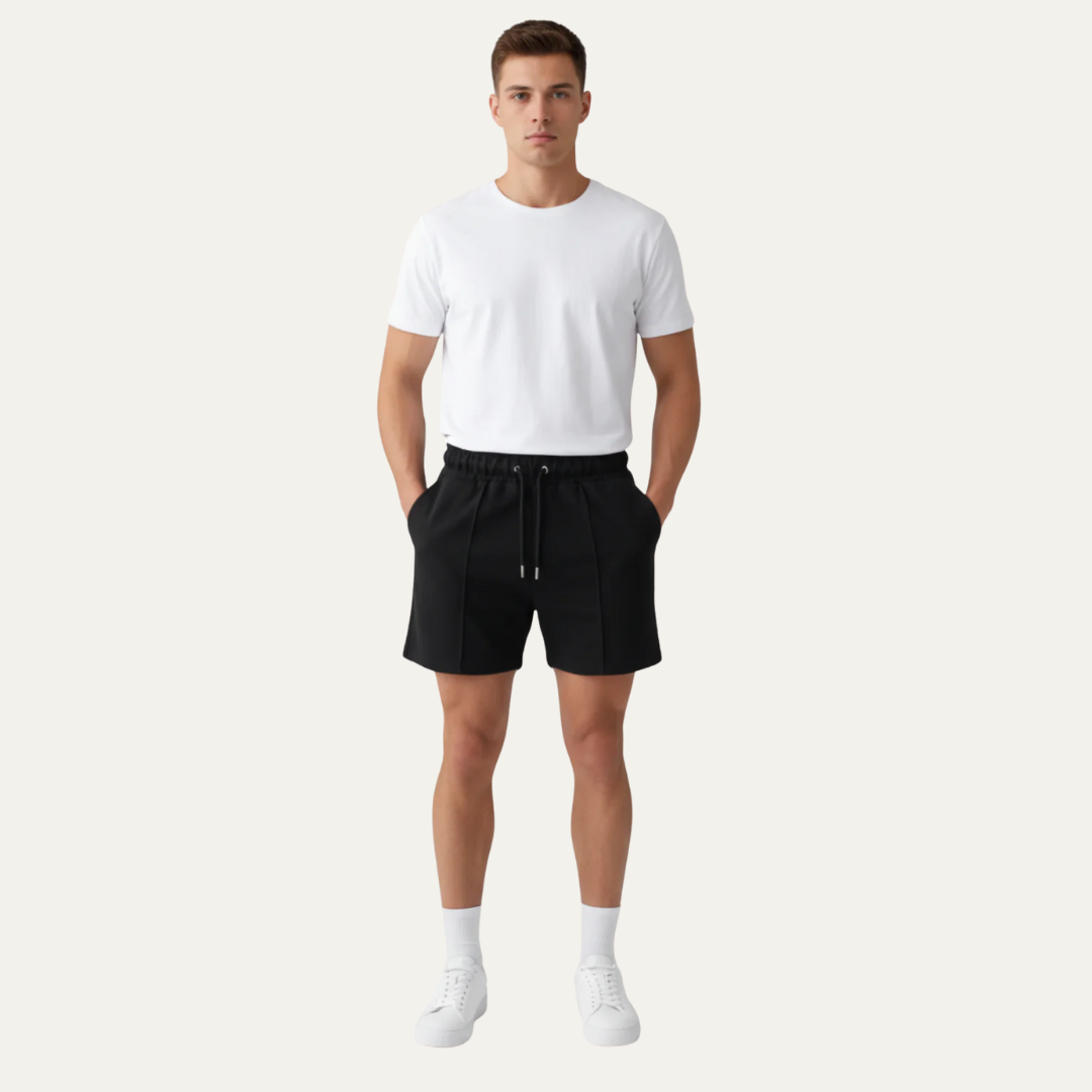 Mens Knit Shorts Mid-Thigh Casual with Stitched Crease - BritishMode