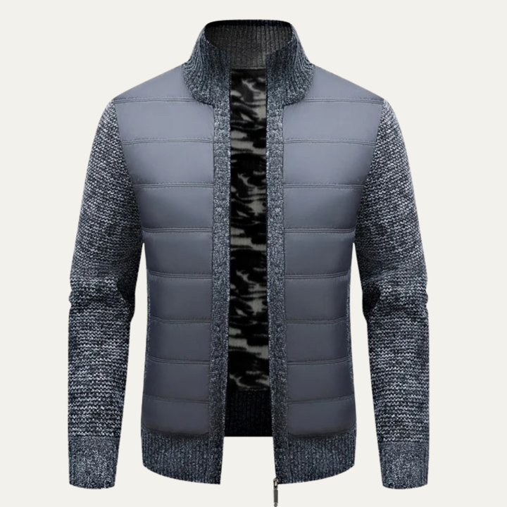 Mens Quilted Knit Puffer Jacket Zip-Up Winter Style