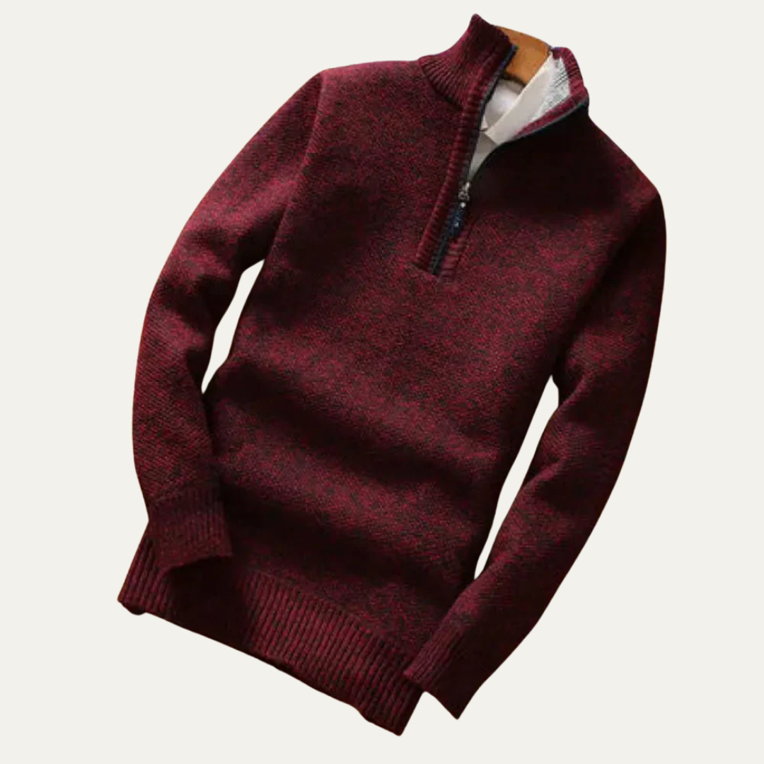 Mens Mock Neck Sweater Quarter Zip Knit