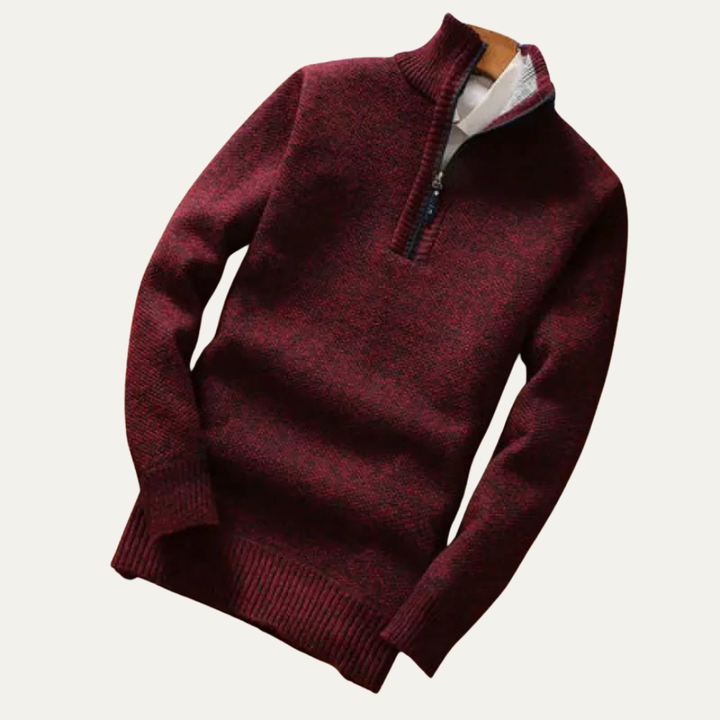 Mens Mock Neck Sweater Quarter Zip Knit