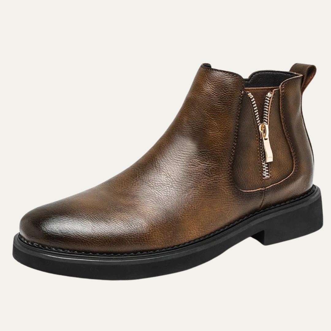 Mens Leather Ankle Boots Classic Side Zip