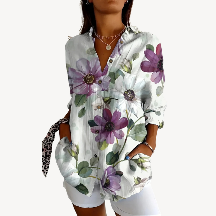 Womens Button-Up Shirt Printed Regular Fit