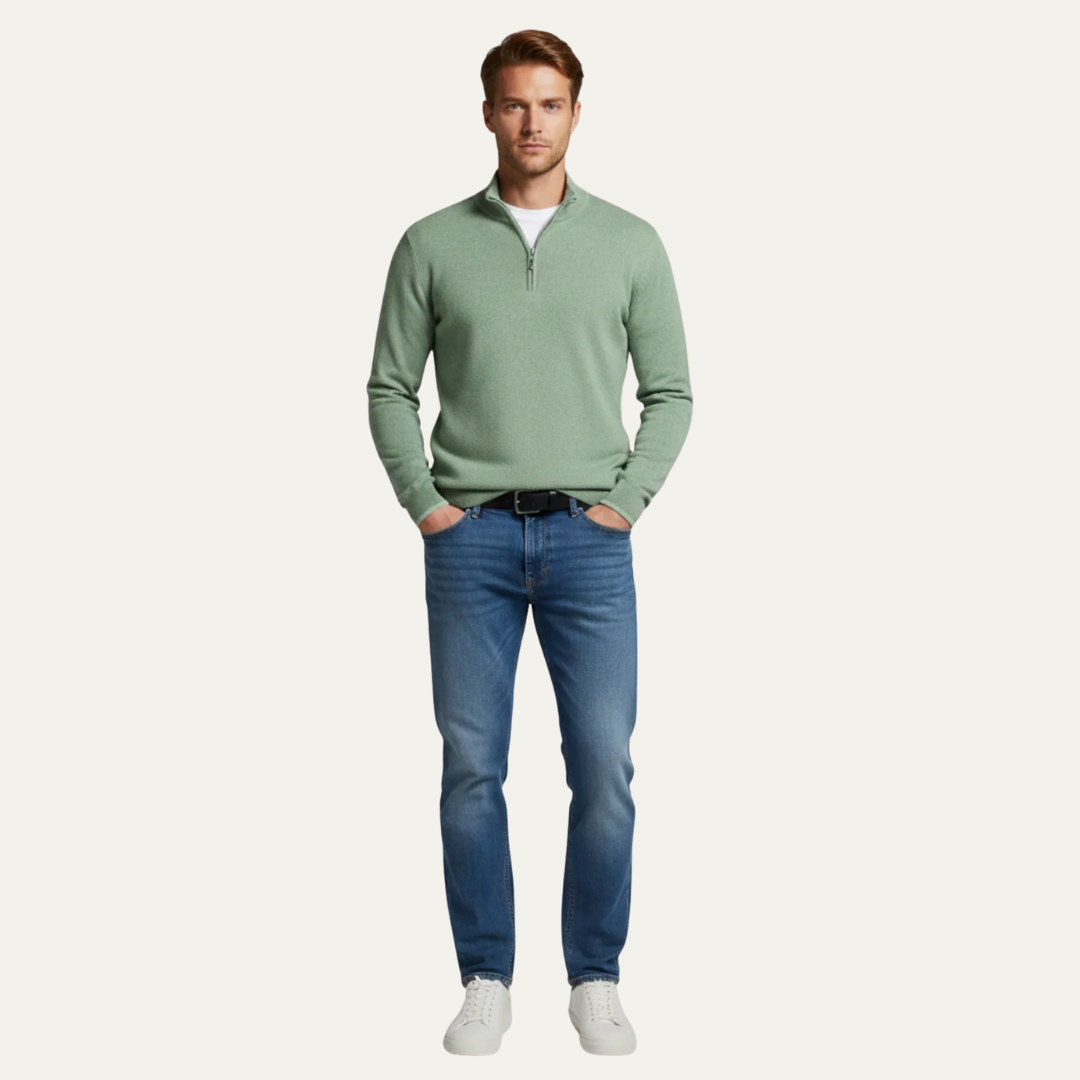 Mens Pullover Fine Gauge Quarter Zip