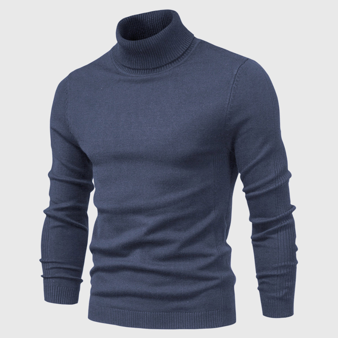 Mens Knit Turtleneck Sweater Plain Fit