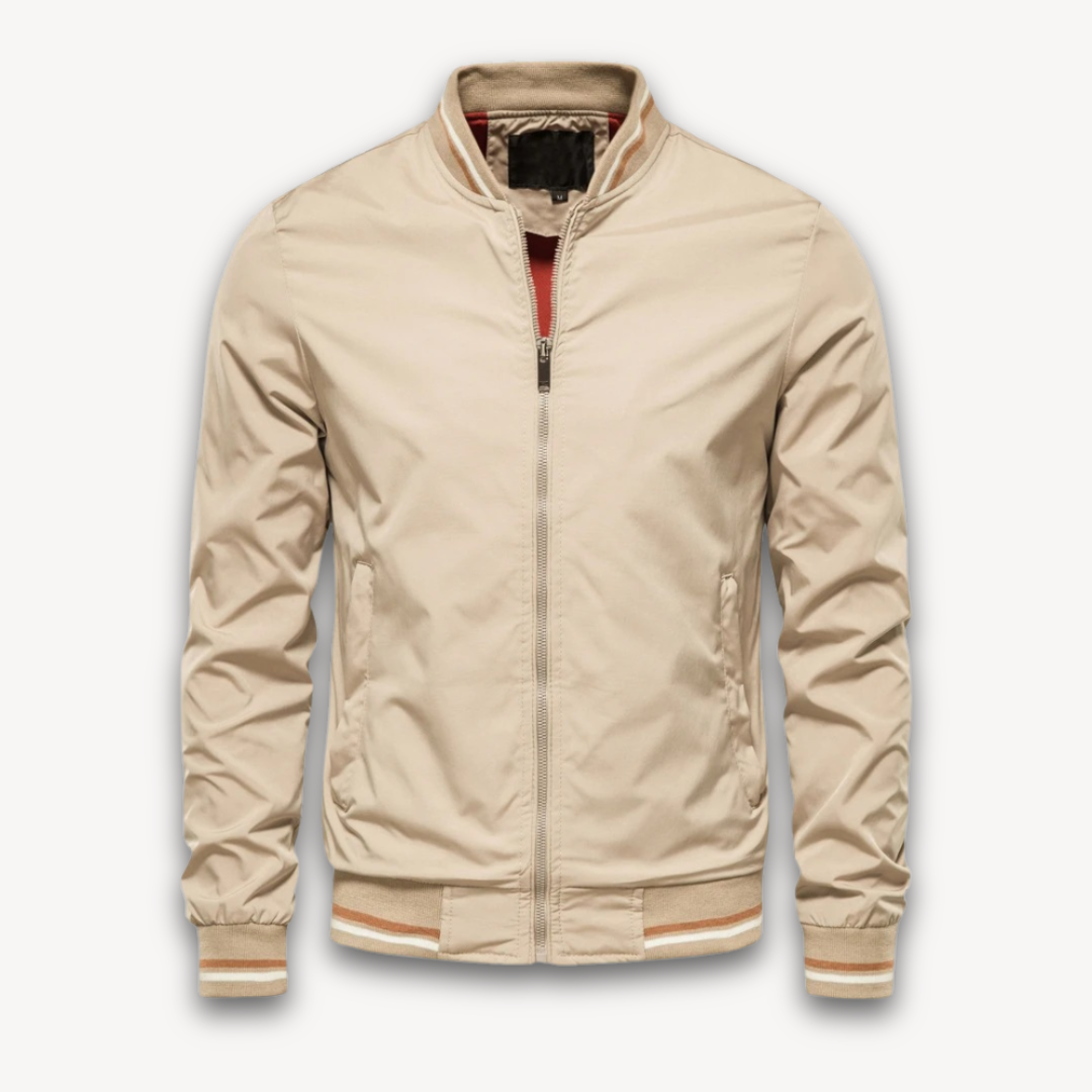 Mens Bomber Jacket Lightweight Polyester Zip-Up Windbreaker
