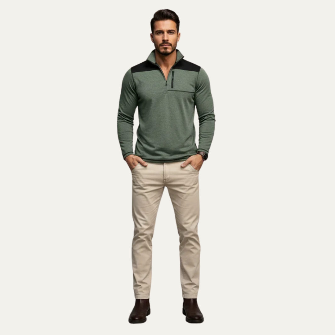 Mens Technical Pullover Quarter Zip Chest Pocket