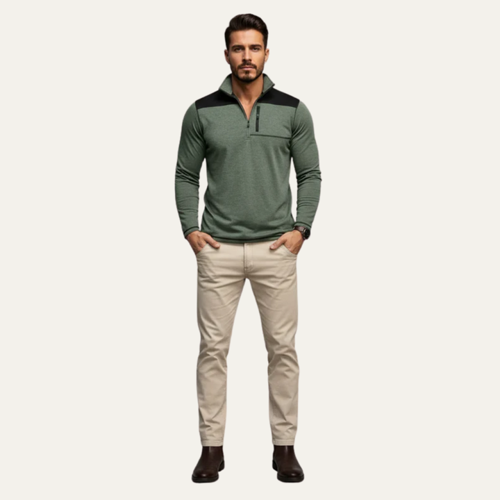 Mens Technical Pullover Quarter Zip Chest Pocket