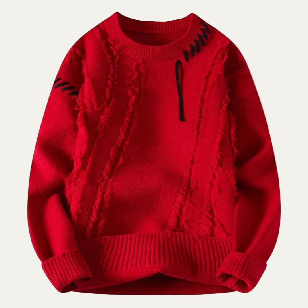 Mens Knit Sweater Distressed Fringe Style
