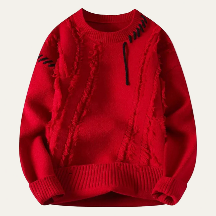 Mens Knit Sweater Distressed Fringe Style