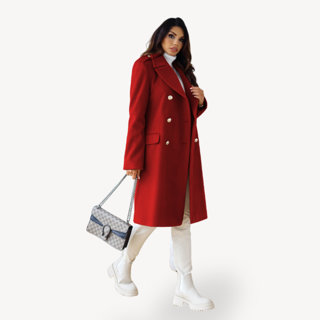 Womens Wool Coat Double-Breasted Classic Fit - BritishMode