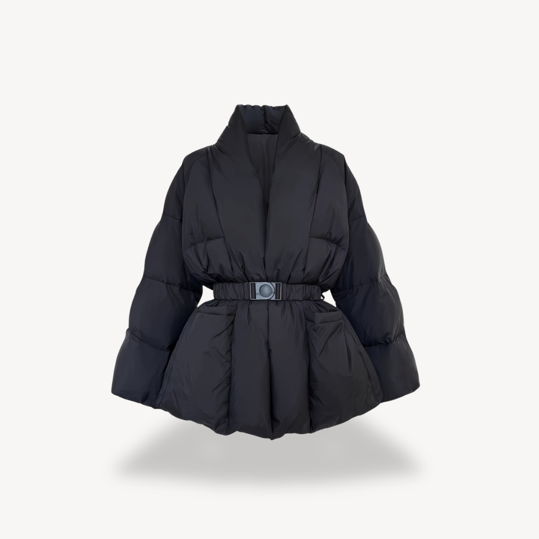 Womens Puffer Jacket Polyester Belted Fit