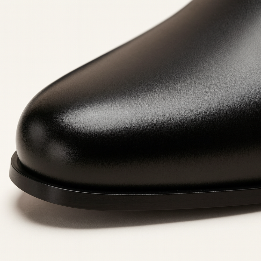 Mens Leather Dress Shoes Slip-On Cuban Heel Loafers