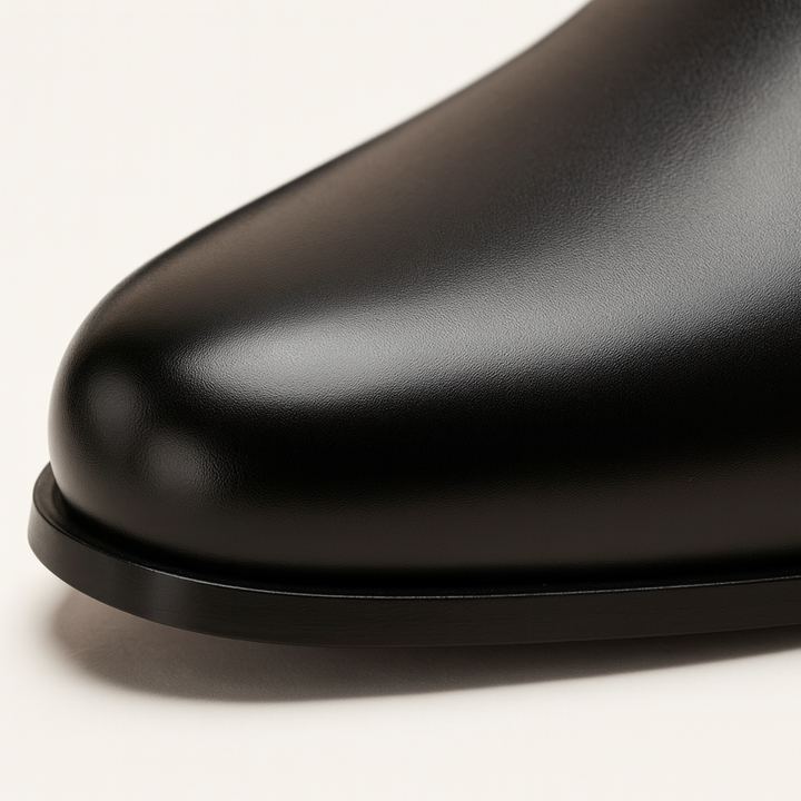 Mens Leather Dress Shoes Slip-On Cuban Heel Loafers