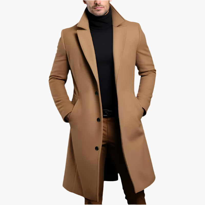 Mens Wool Coat Waterproof Long Smart Casual Fit