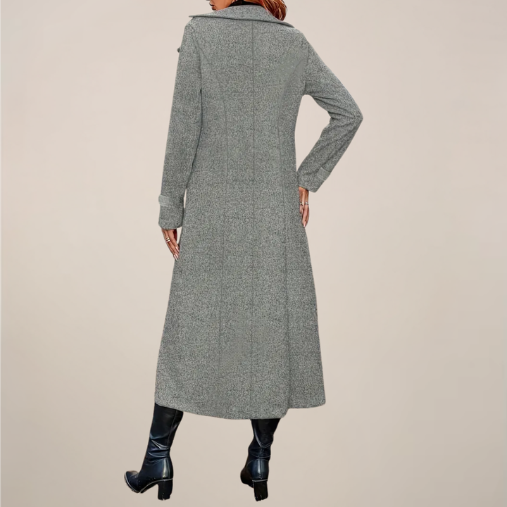 Womens Long Overcoat Wool Blend Double-Breasted Tailored Fit