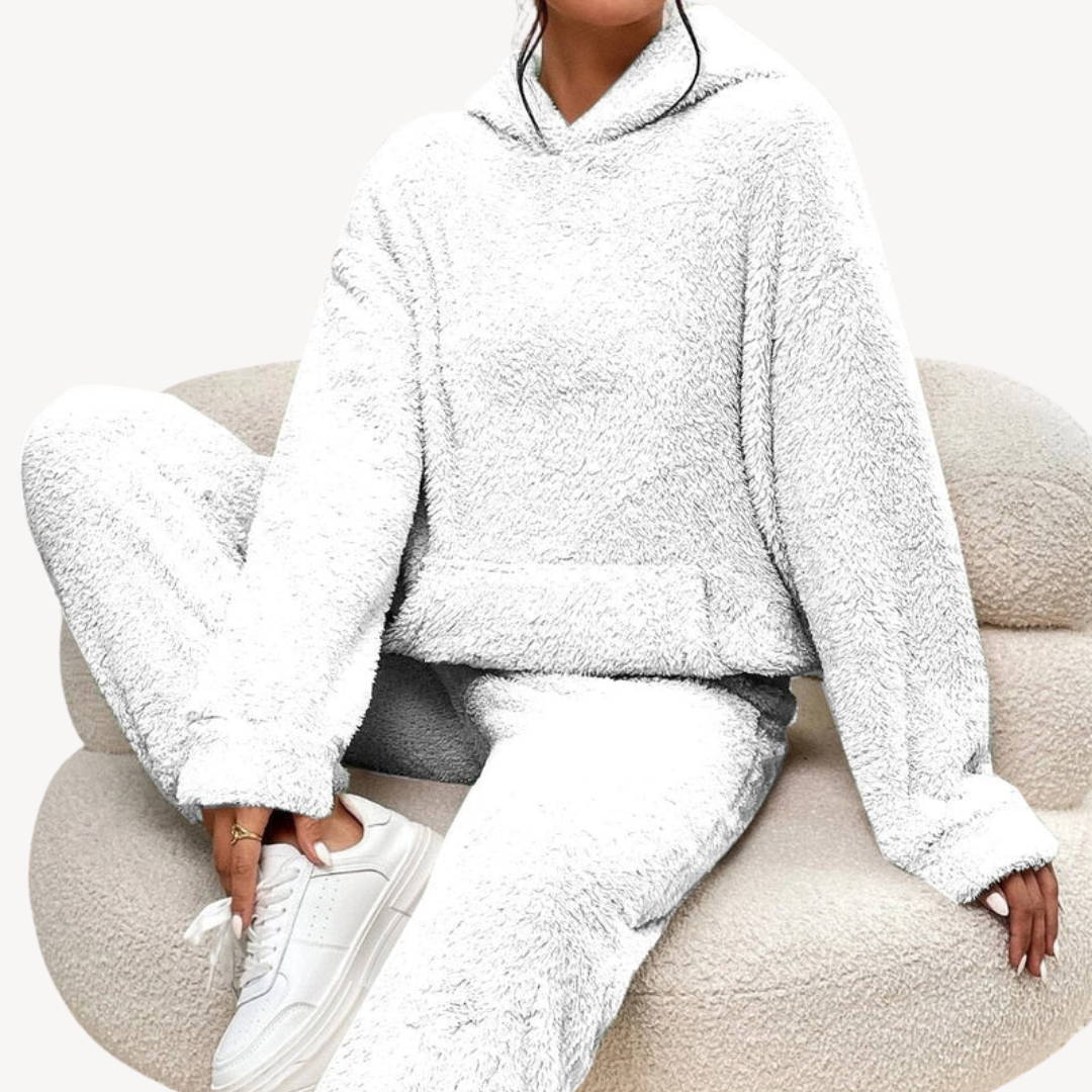 Womens Fleece Loungewear Set Relaxed Fit