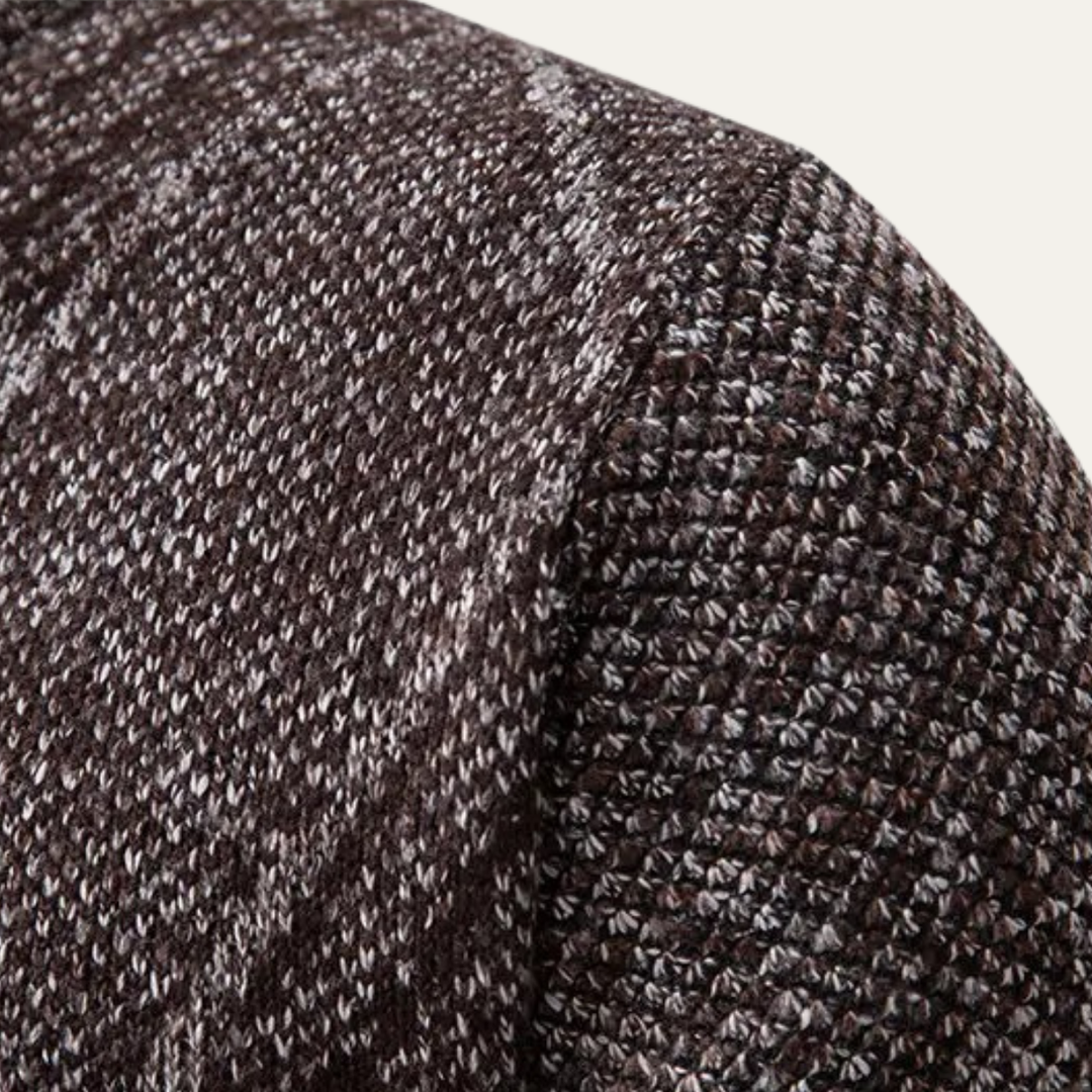 Mens Knit Fleece Zip Cardigan Diamond Pattern