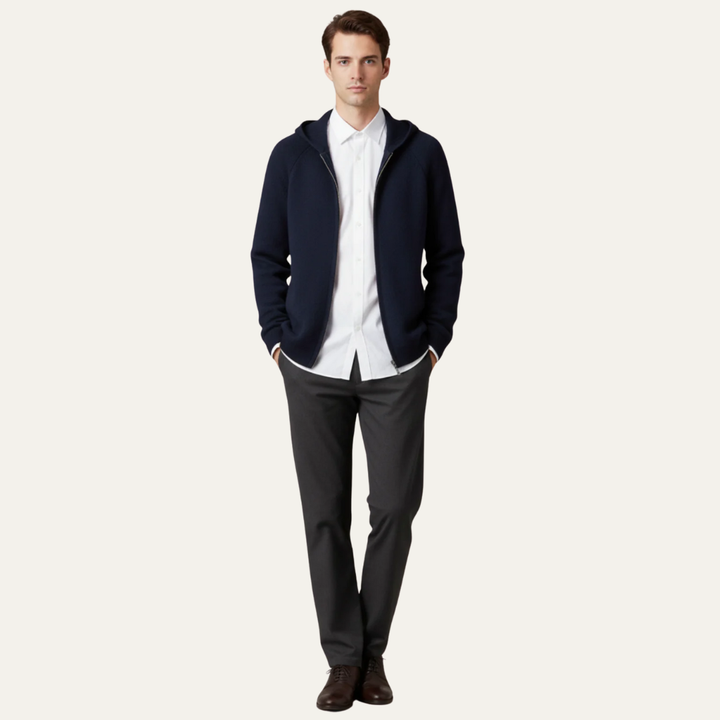 Mens Knit Cardigan Full Zip Hooded
