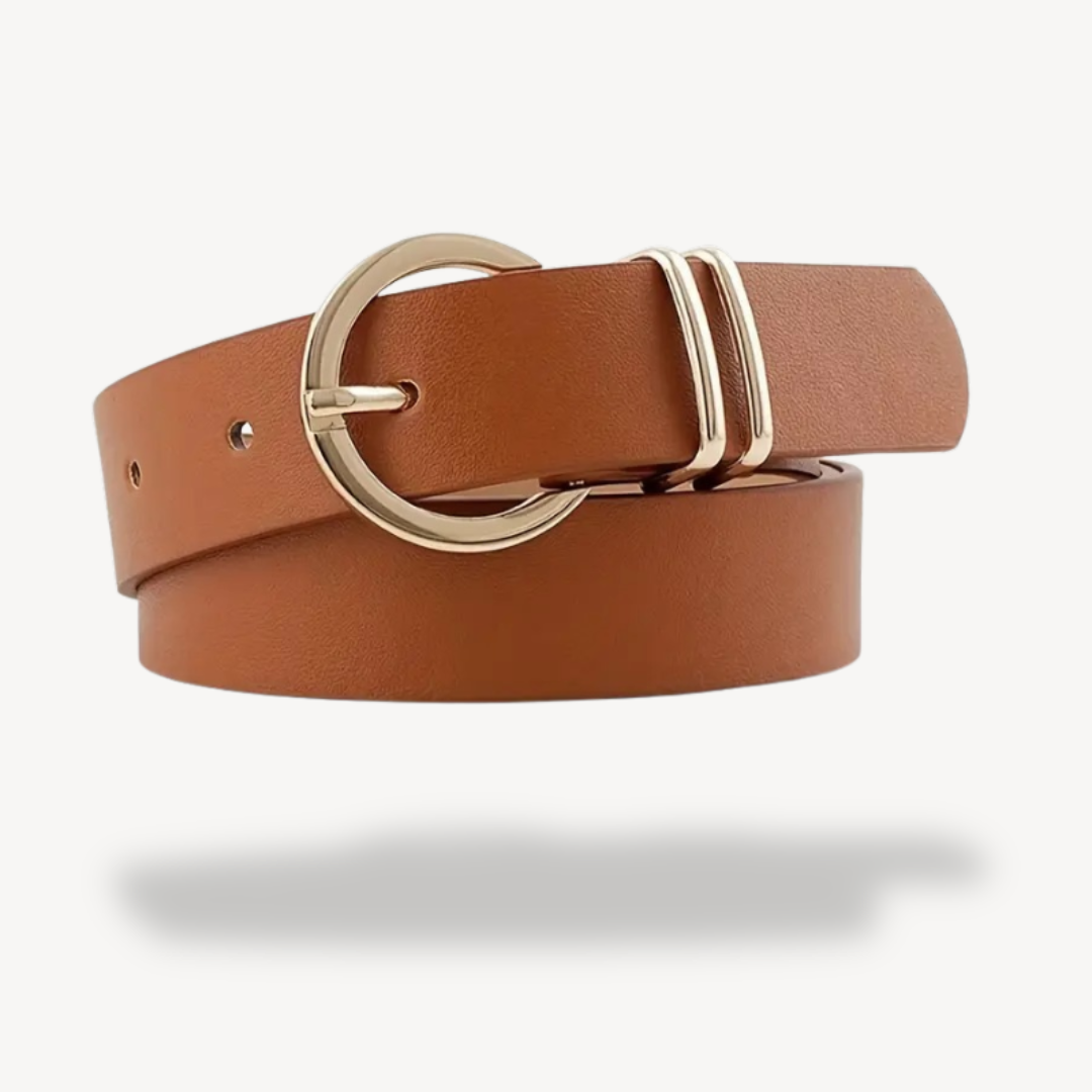 Womens Faux Leather Belt with Buckle