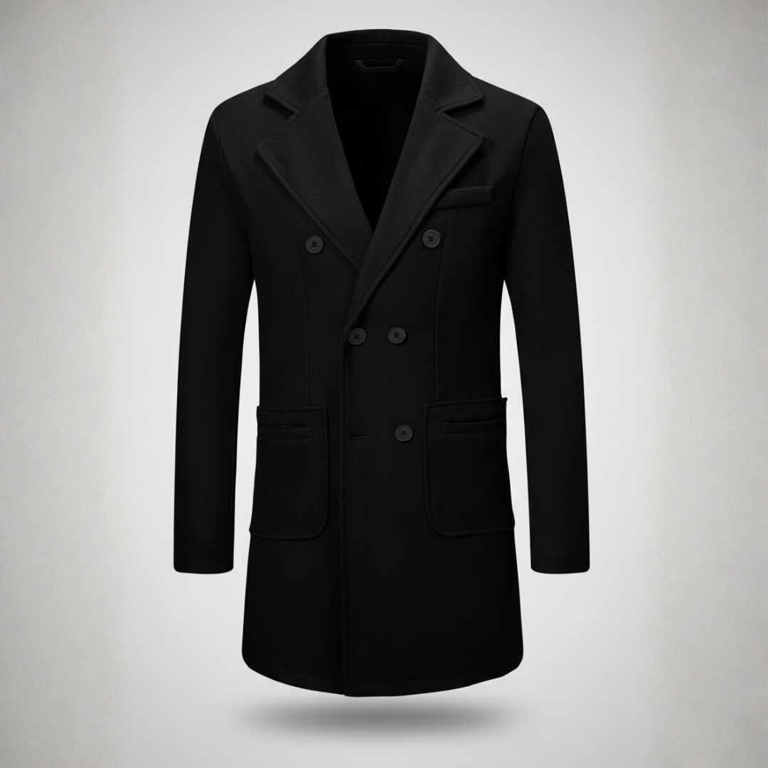 Mens Wool Overcoat Double-Breasted Fit