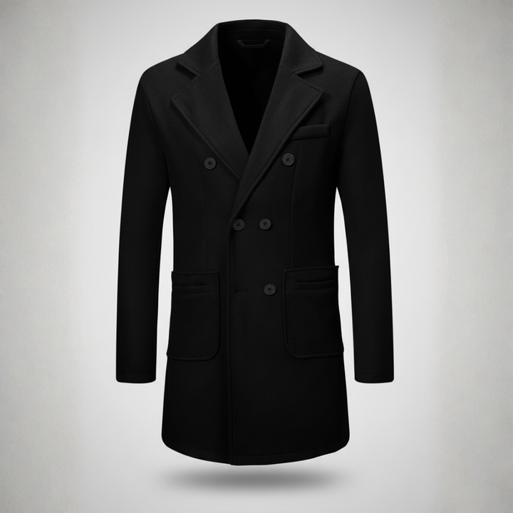 Mens Wool Overcoat Double-Breasted Fit