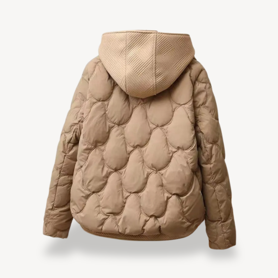 Womens Quilted Puffer Jacket with Hood and Insulated Fit