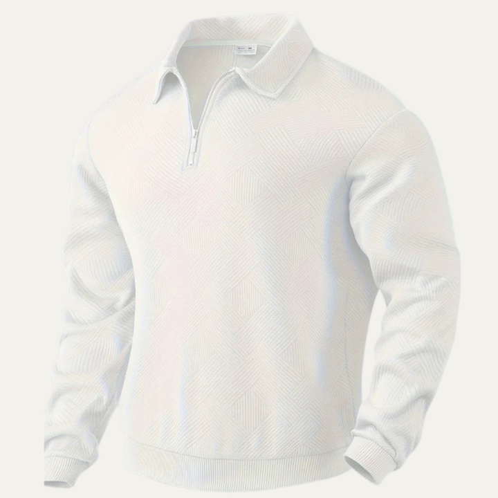 Mens Polo Sweater Textured Quarter Zipper