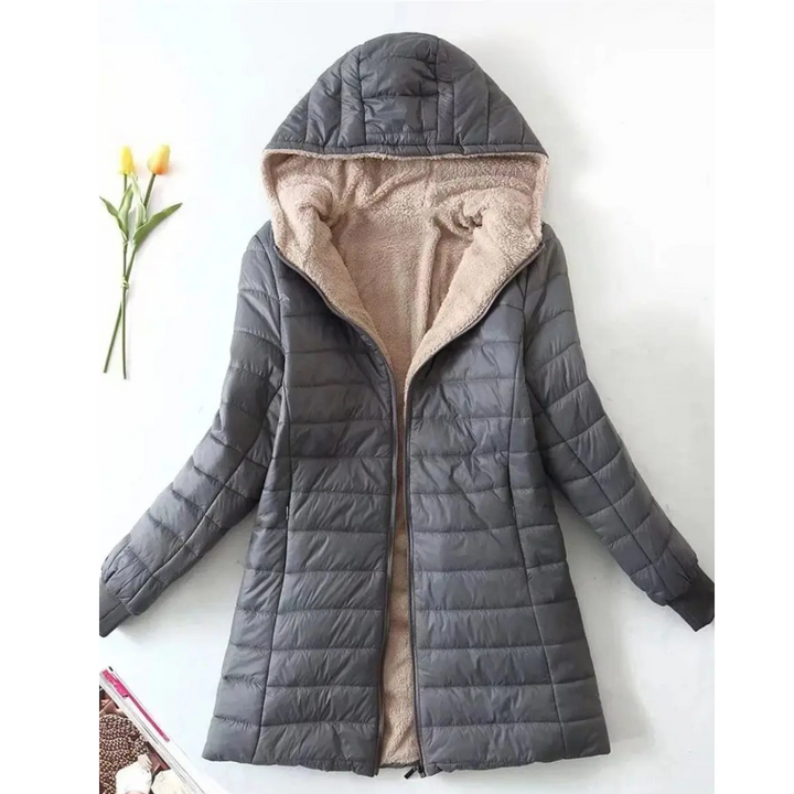 Womens Padded Parka Jacket with Hood Warm Insulated