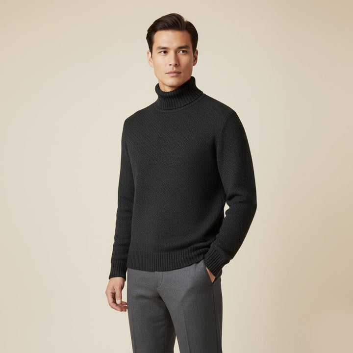 Mens Merino Wool Turtleneck Sweater Slim Fit