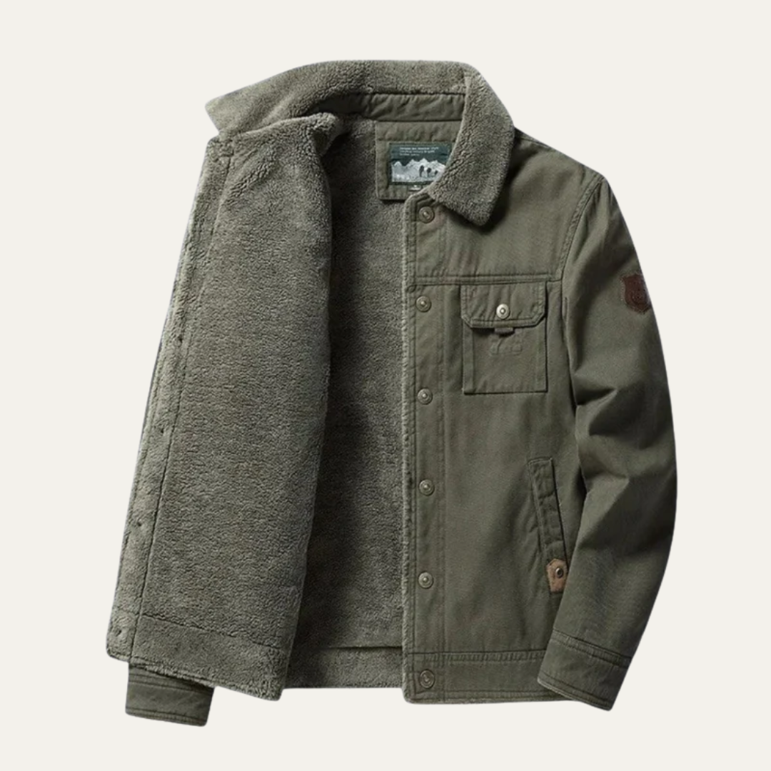 Mens Utility Jacket Sherpa Lined Relaxed Fit