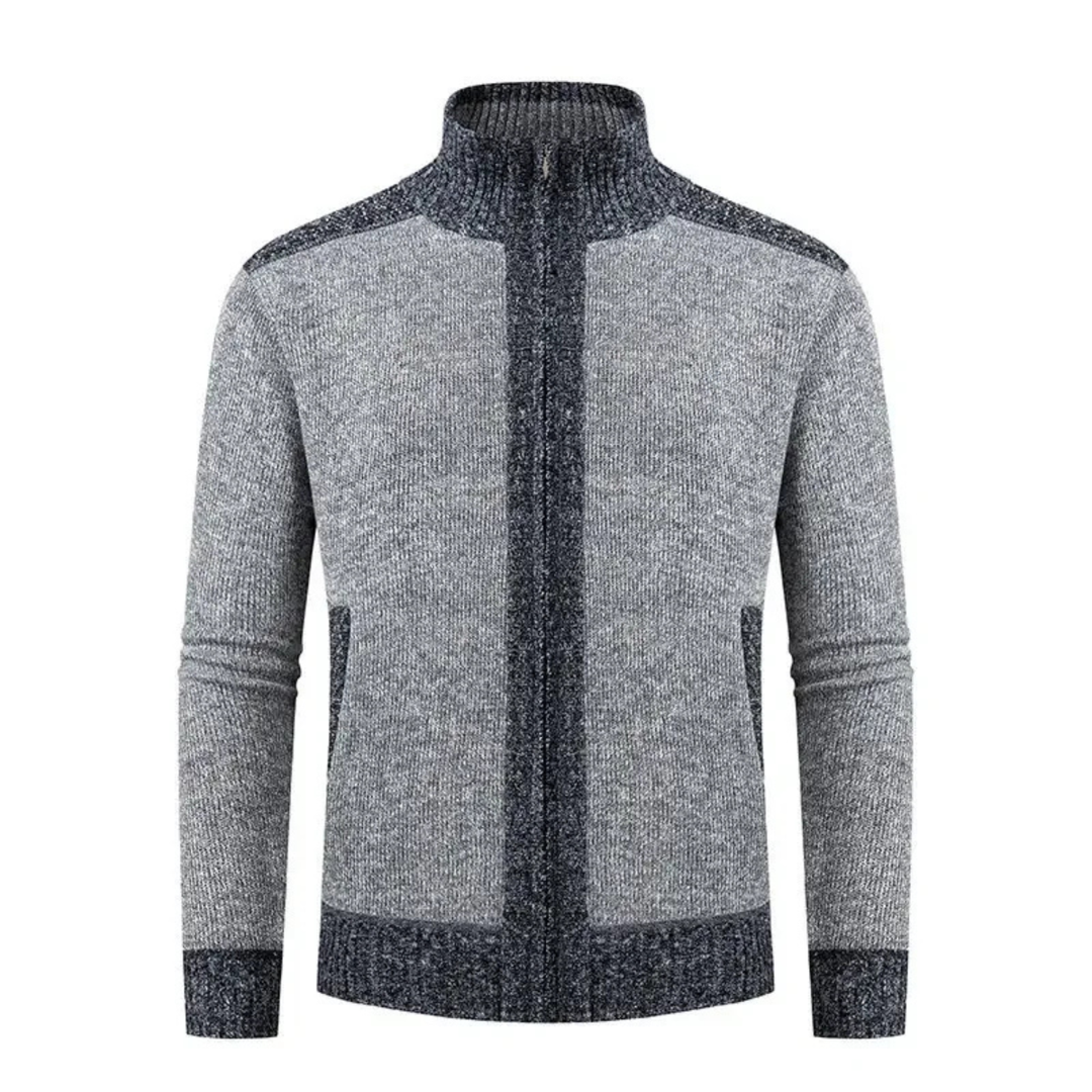 Mens Knit Jacket Fleece Lined Thick Warm Zip Front