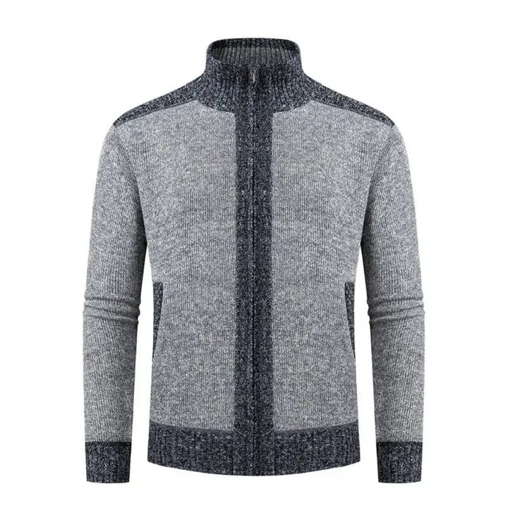 Mens Knit Jacket Fleece Lined Thick Warm Zip Front