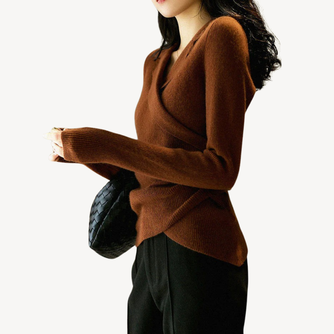 Womens Knit Wrap Sweater V-Neck Style - BritishMode