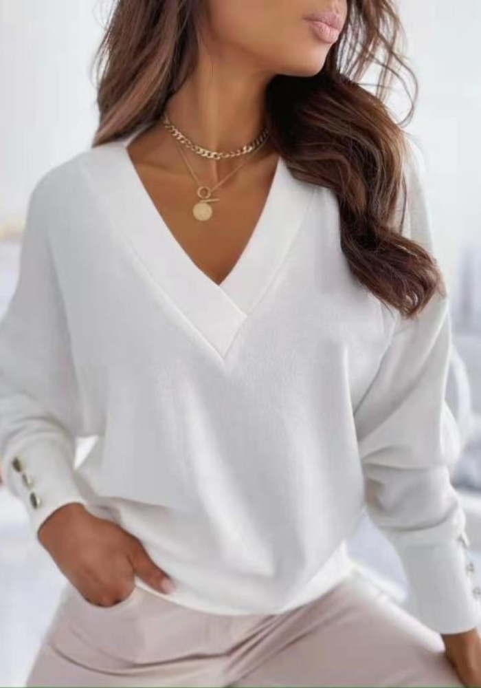 Womens V-Neck Knit Sweater Classic Fit