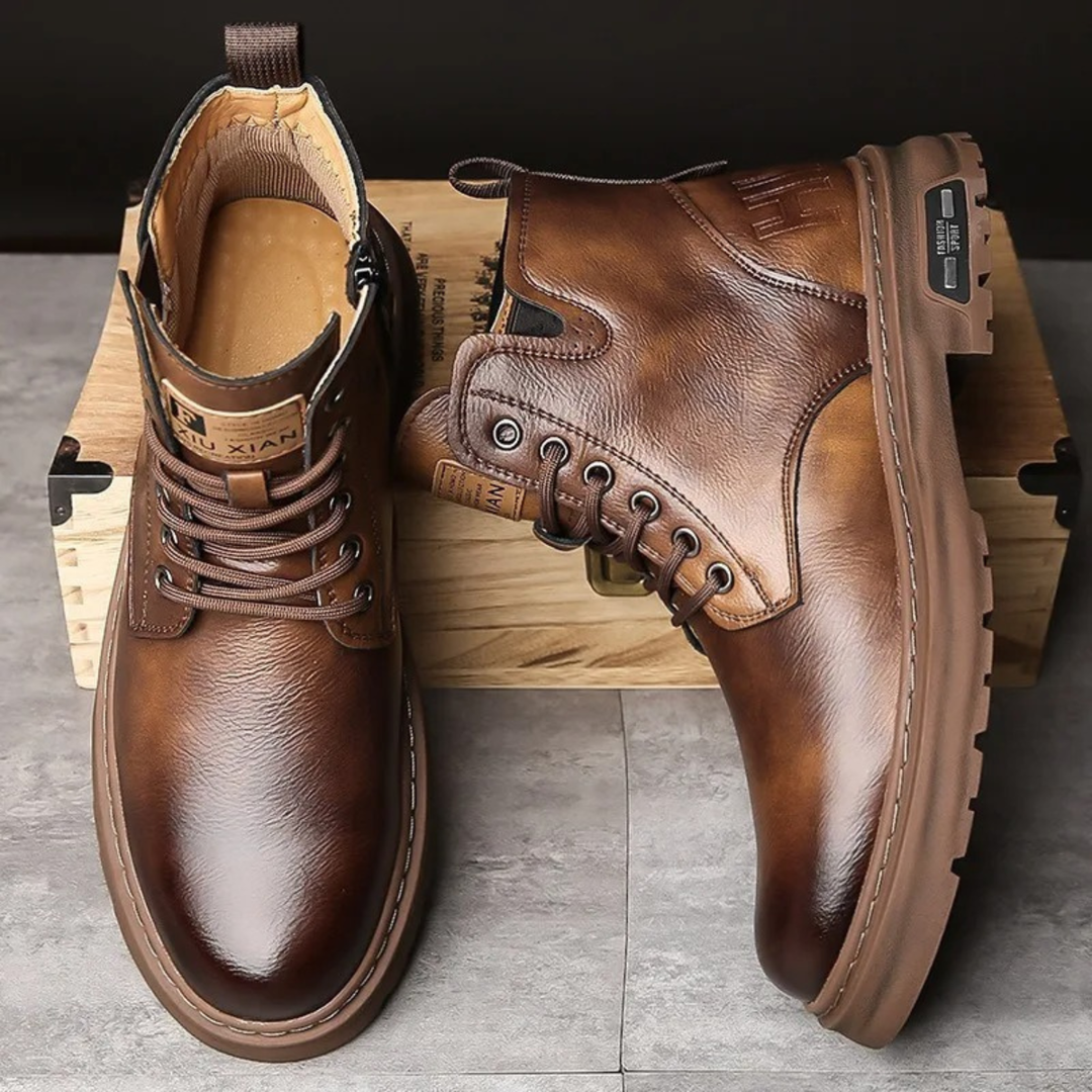 Mens Leather Ankle Boots Durable Non-Slip Design
