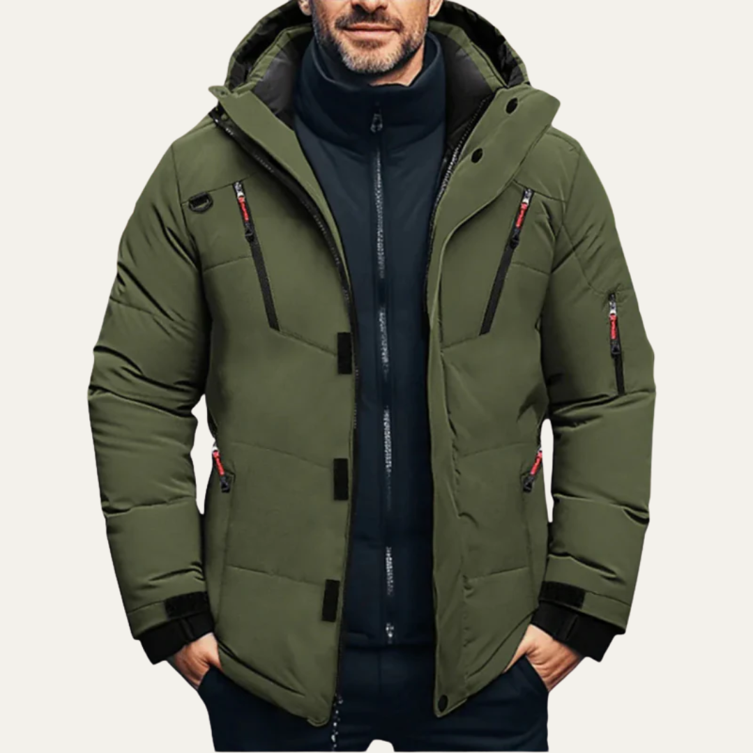 Mens Quilted Winter Parka Multi-Layer Insulated