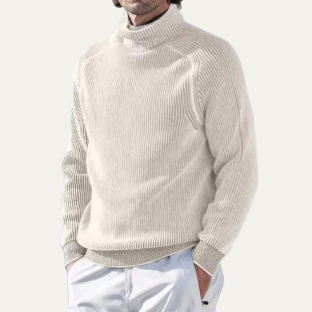Mens Rib Knit Turtleneck Sweater Heavy Fit