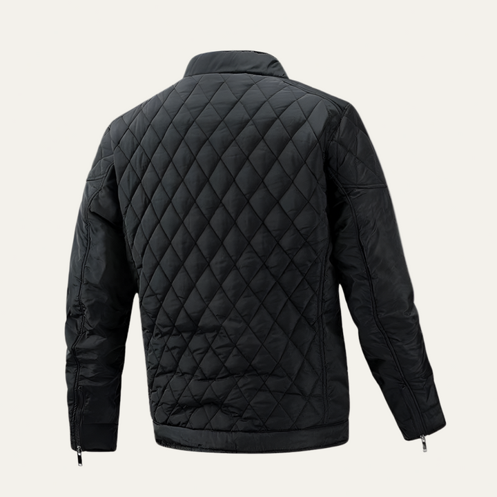Mens Quilted Coat with Stand Collar Winter Outerwear