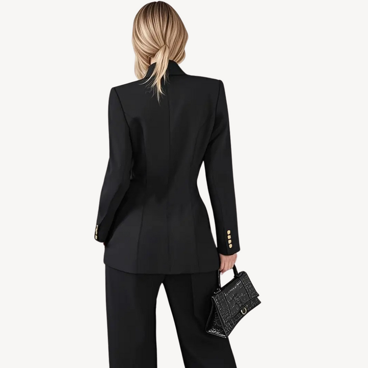 Womens Blazer with Asymmetric Lapel Collar Tailored Fit