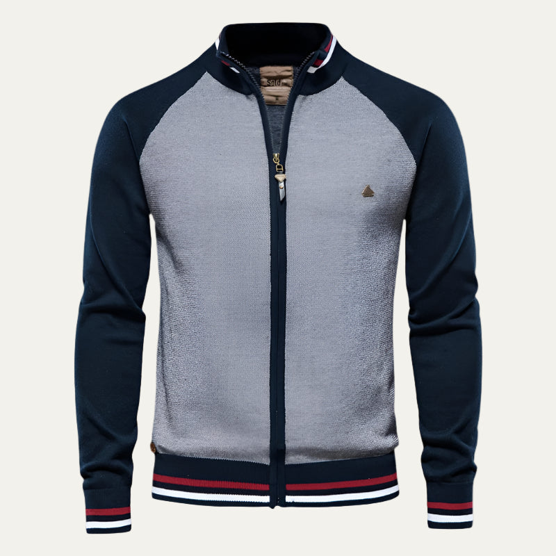 Mens Full Zip Jacket Raglan Sleeve Color Block