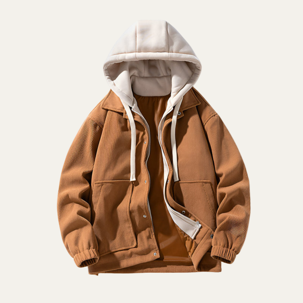 Mens Corduroy Trucker Jacket with Hood