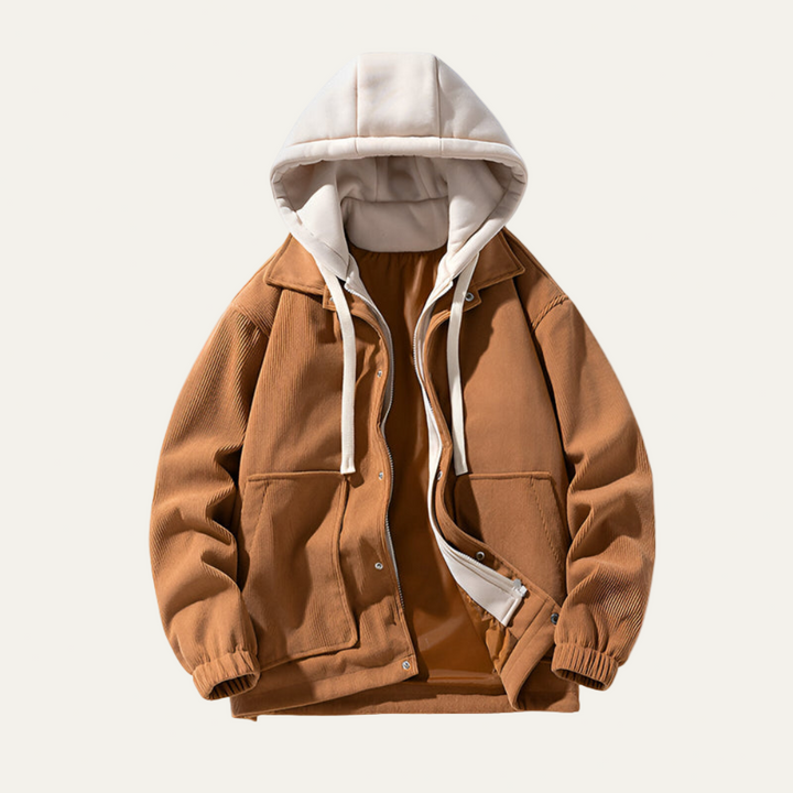Mens Corduroy Trucker Jacket with Hood
